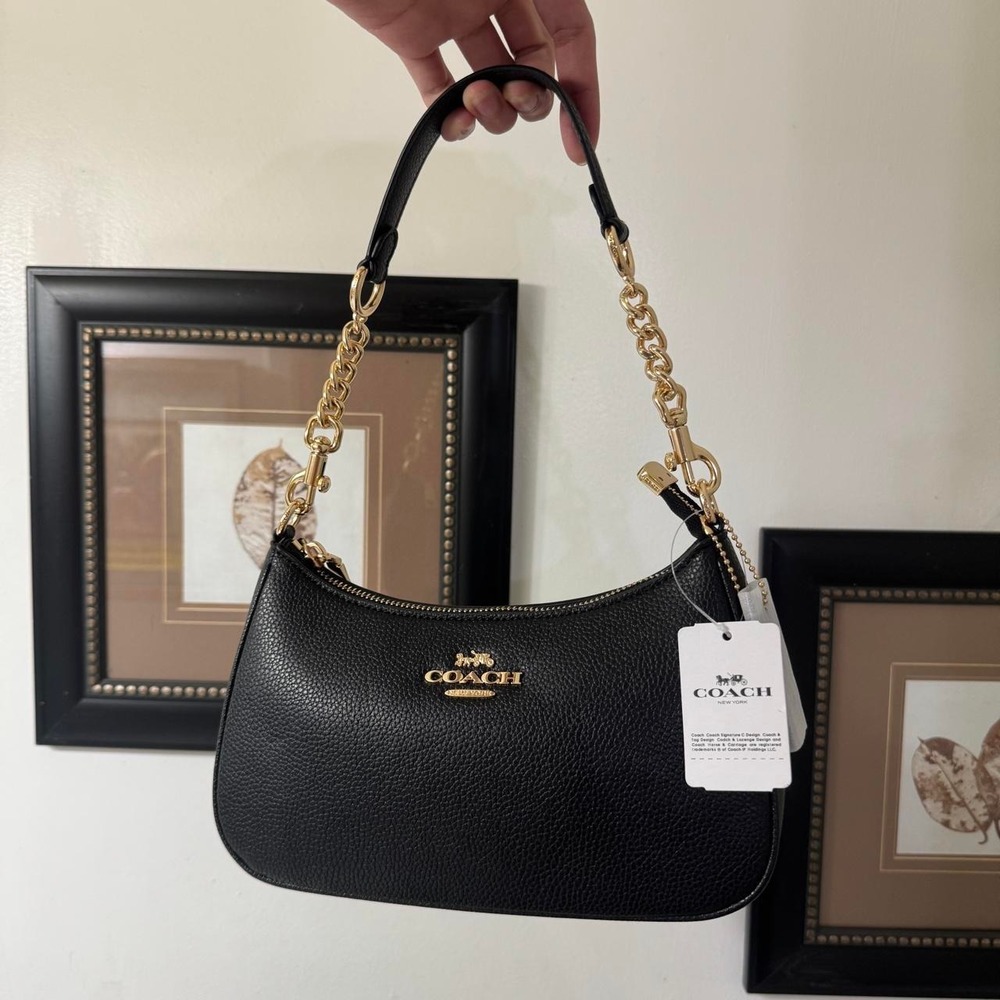 New With Tags Coach Black Canvas Teri Shoulder Bag